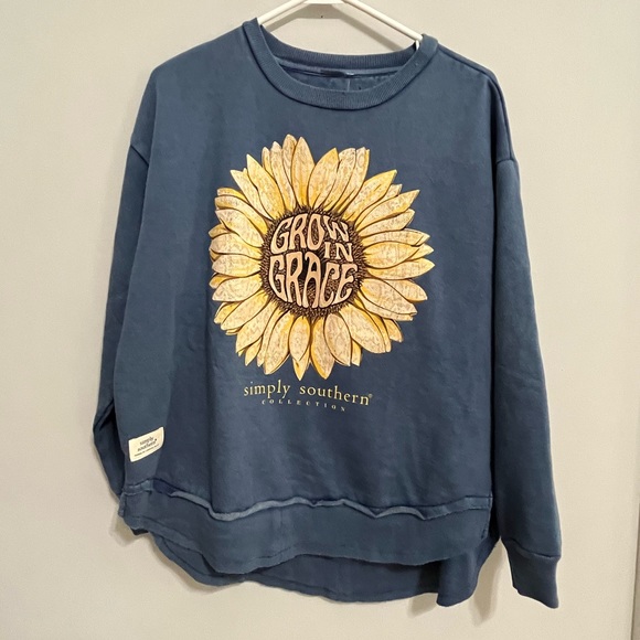 Simply Southern Sunflower Relaxed Crew Sweat Shirt Large New! - Picture 3 of 6